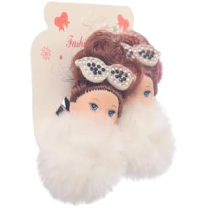 Hair Ties With Doll Design For Girls Set, 2 Pieces - White - Image 2